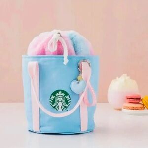 Starbucks Korea Macaron Rainbow Bucket Bag Pink Plush Tote Limited Edition 2025